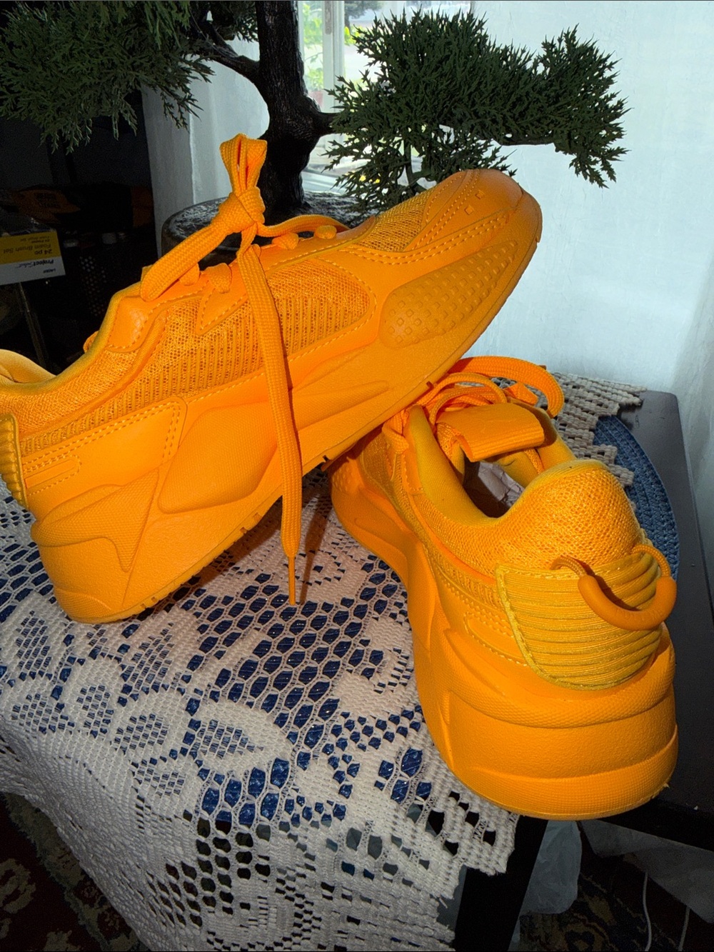 Puma RS Running System Women’s Neon Orange Lace-Up Sneakers- unisex - Picture 6 of 8